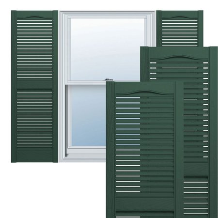 EKENA MILLWORK Mid-America Vinyl, TailorMade Cathedral Top Center Mullion, Open Louver Shutters, L11261122 L11261122